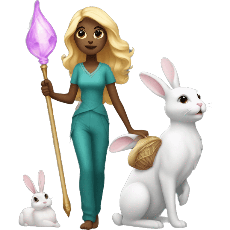 siren with a wand and a bunny emoji