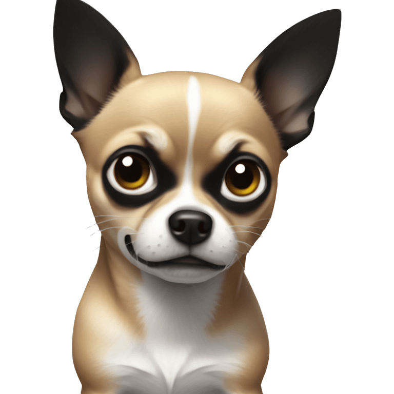 chihuahua black and white and angry emoji