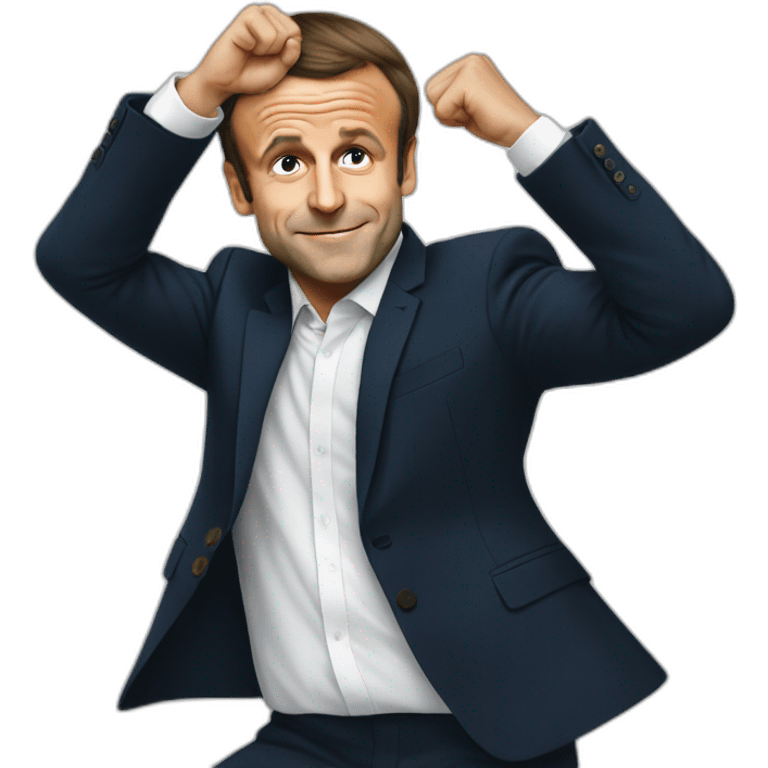 Emmanuel Macron doing dab emoji