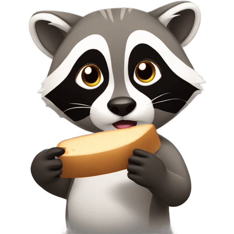 Raccoon eating slice of bread emoji