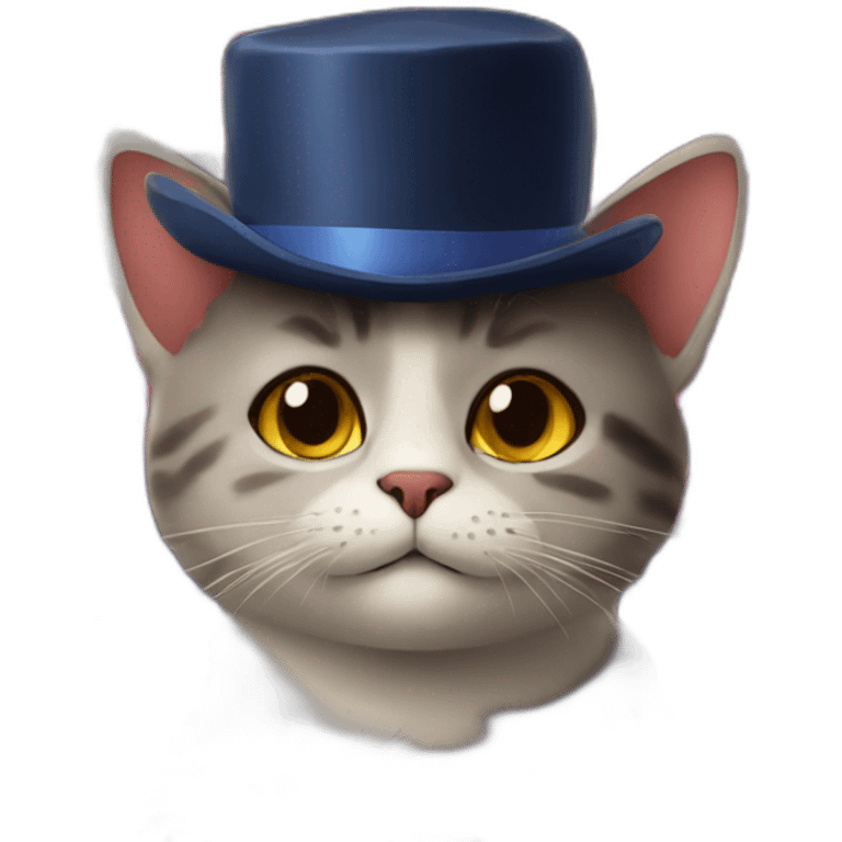 a cat with hat and fireworks emoji