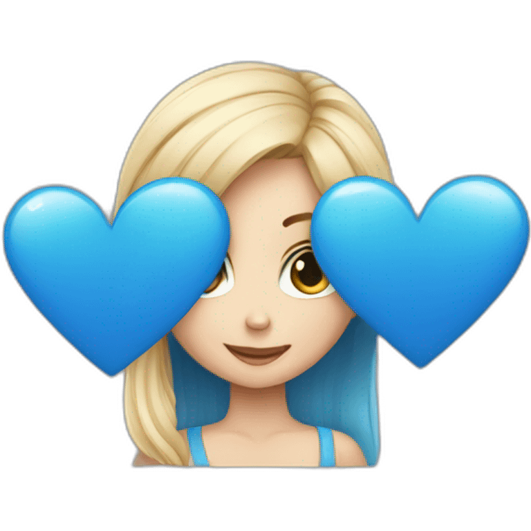 A blue heart with a cute girl emoji