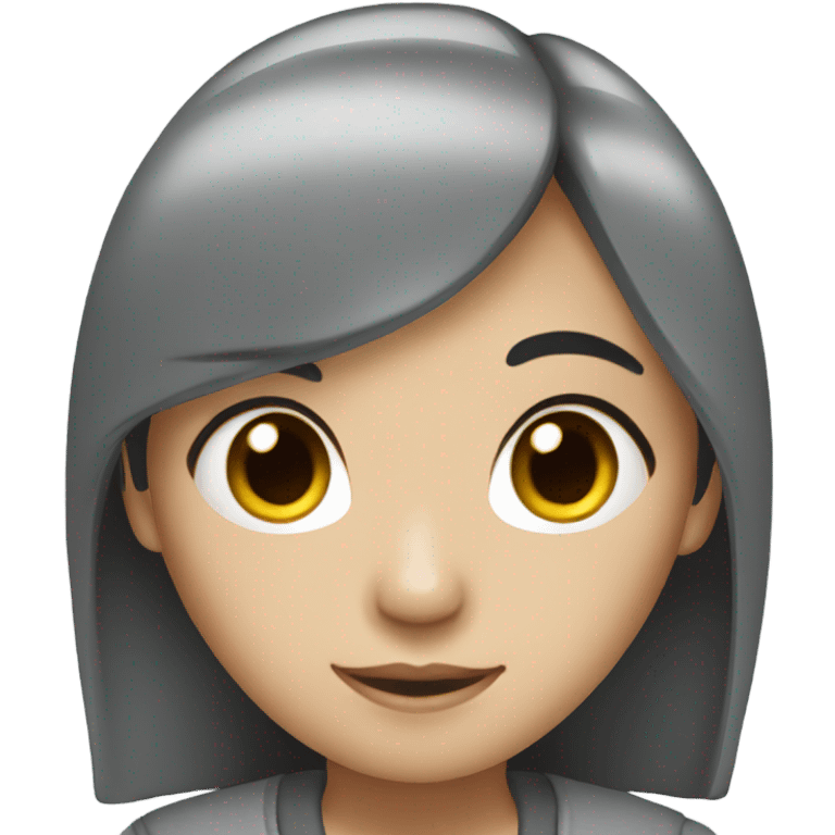 asian girl black hair grey clothes emoji