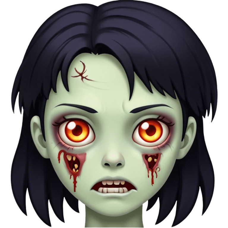 Girl zombie with black hair emoji