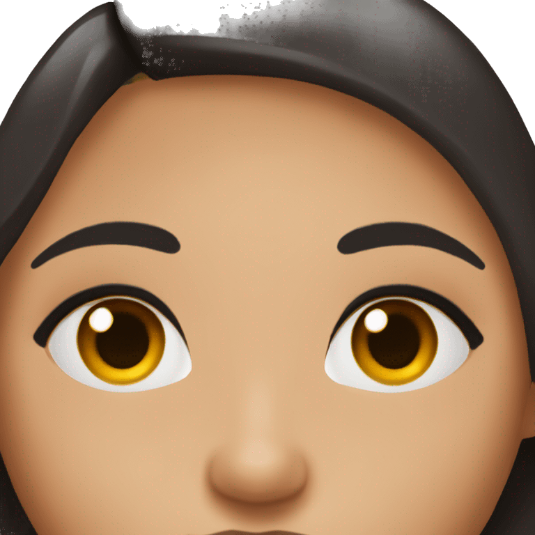 a women with brown eyes with lashes and black staight hair emoji