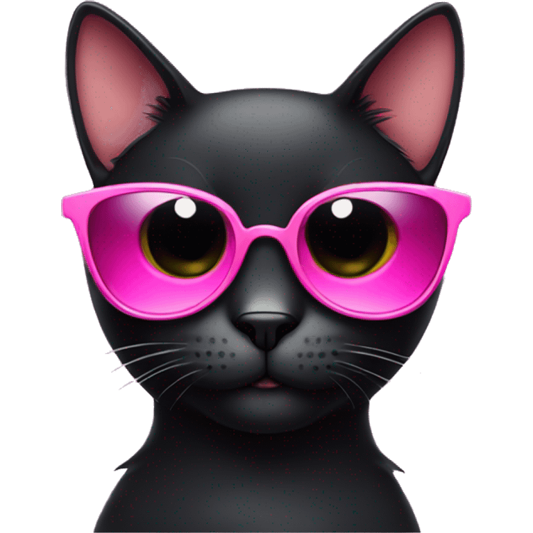 Black cat wearing pink sunglasses  emoji