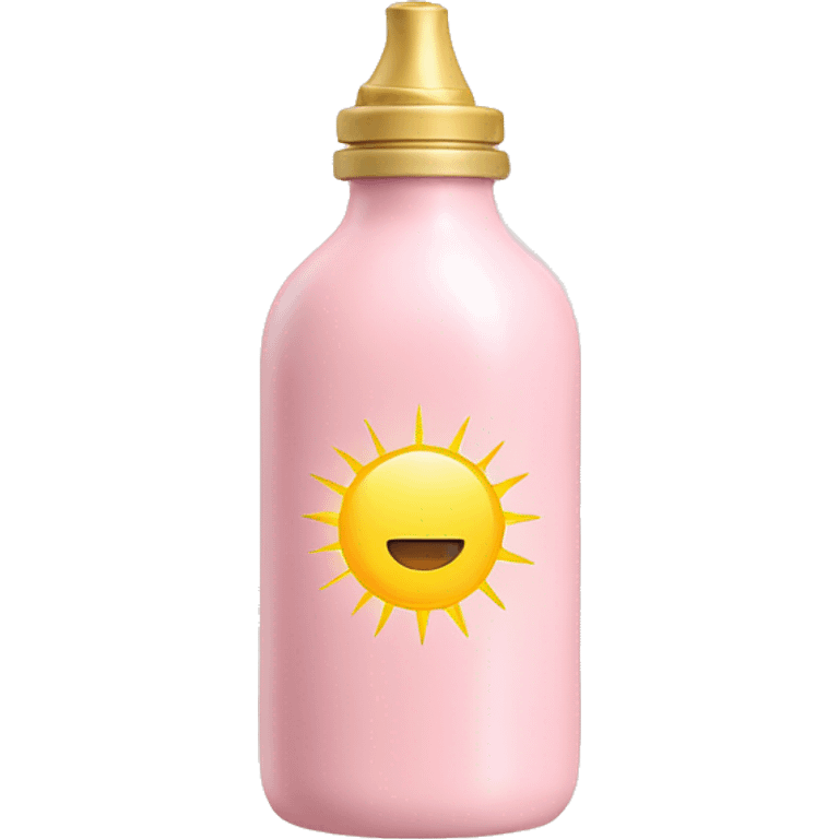 Pale pink bottle with pale yellow sun in center emoji