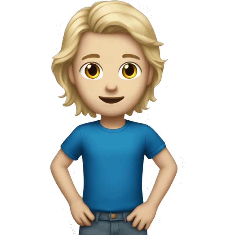 kid with dirty blonde hair, white skin and blue yes emoji