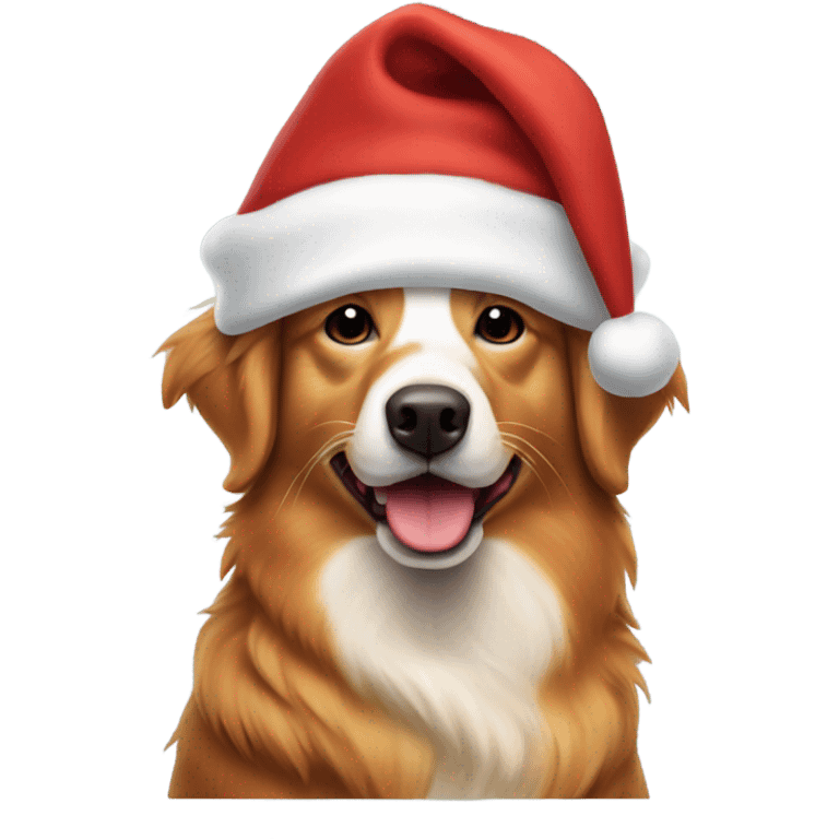 Duck tolling retriever in a Santa hat emoji