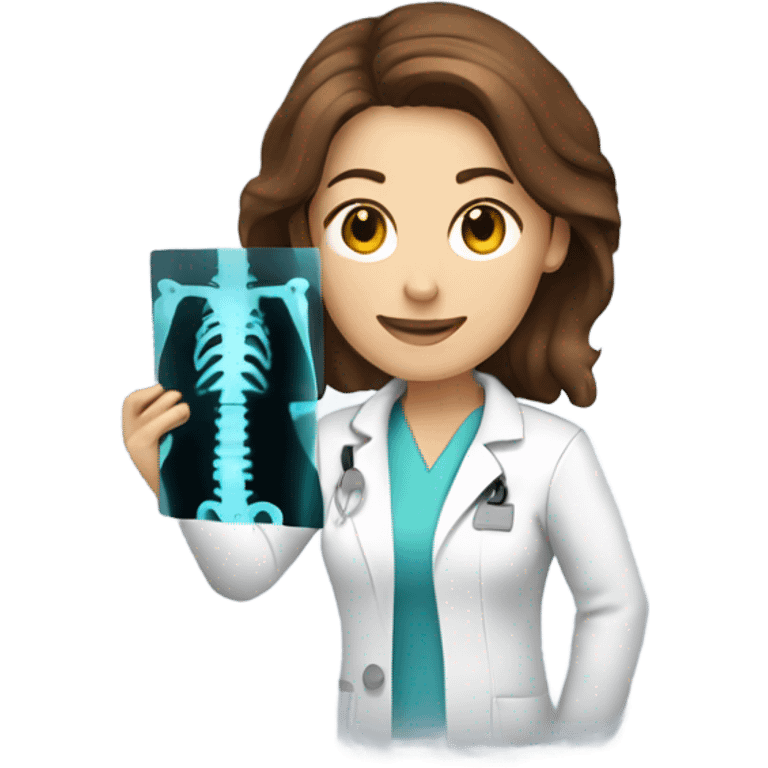 Women X-ray technologist with brown hair taking an X-ray  emoji