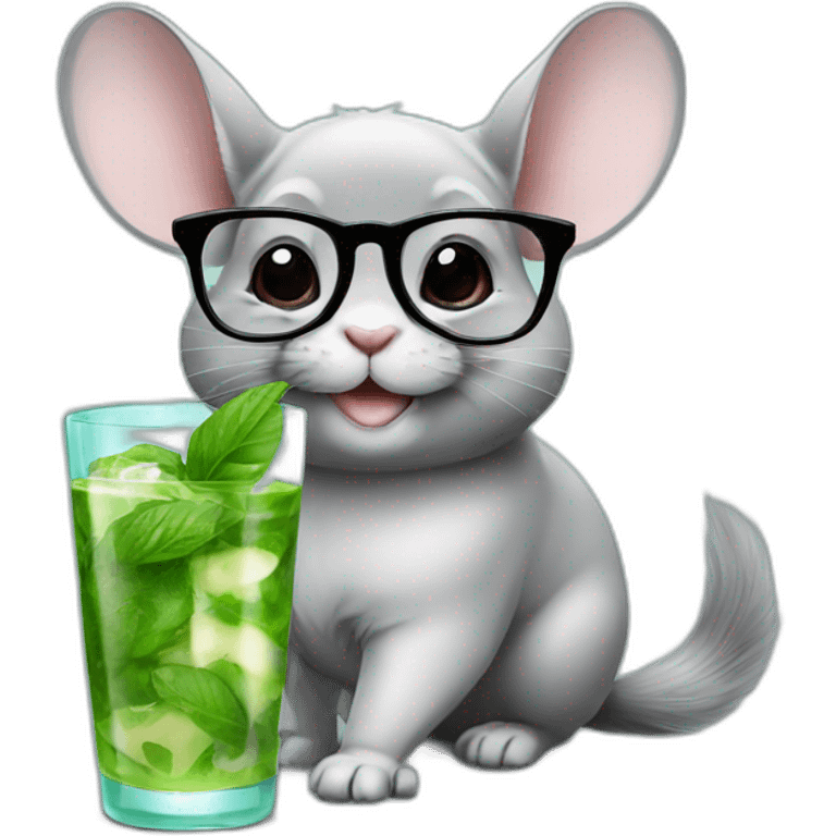 chinchilla with glasses and mojito emoji