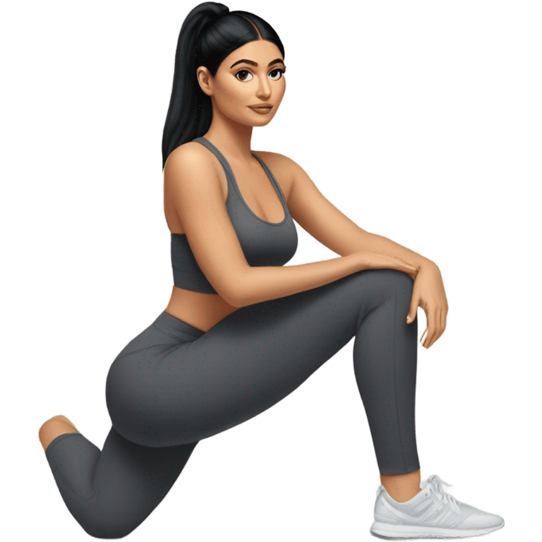 Kylie Jenner squatting  in yoga pants emoji