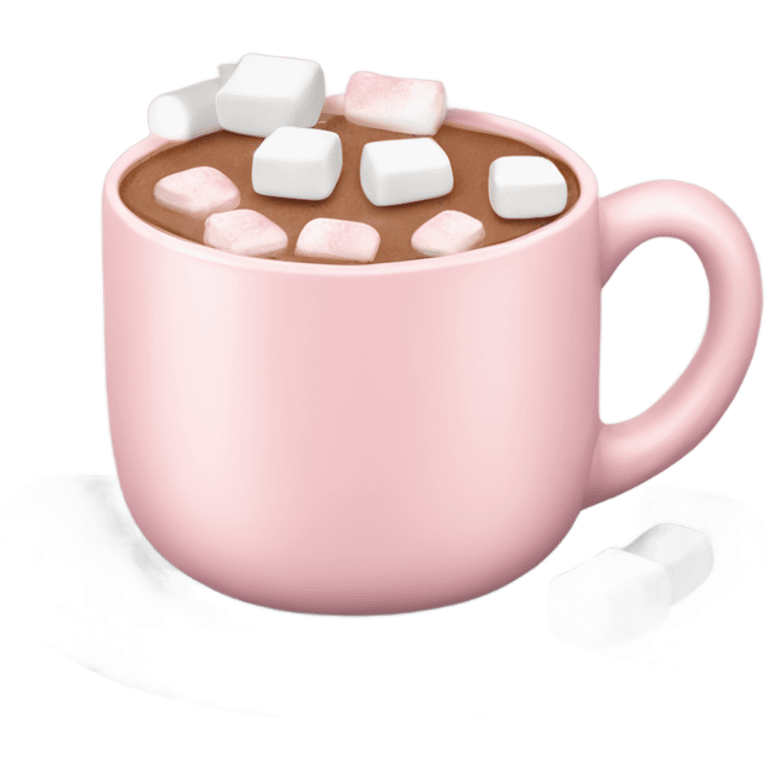 Light Pink mug of hot chocolate with marshmallows  emoji