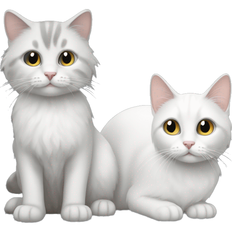 A short hair white cat and a long hair grey cat emoji