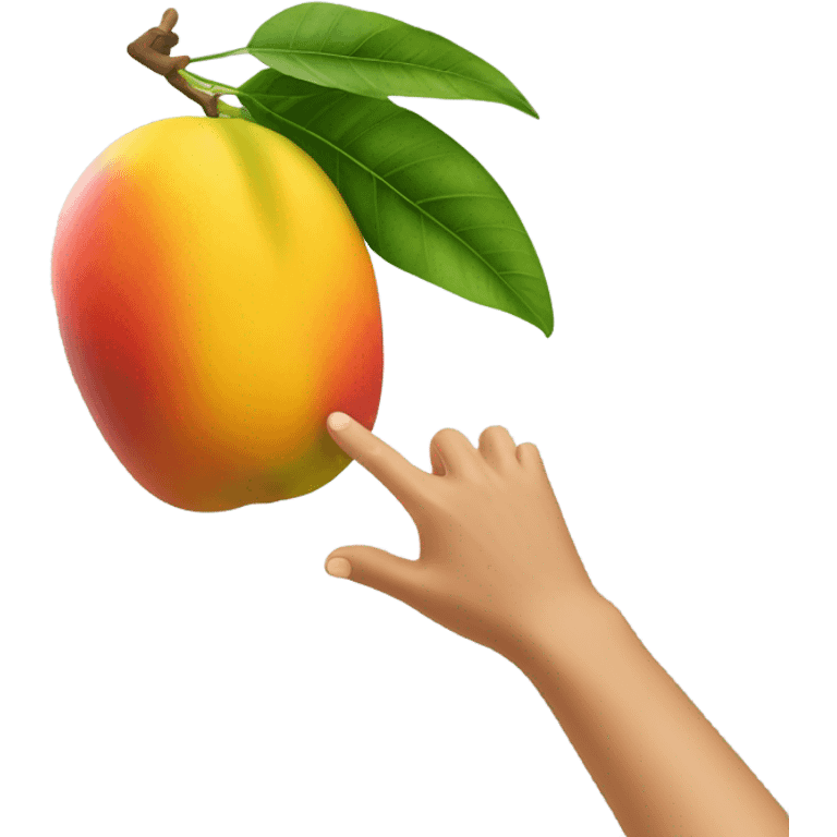 Grabbing mango with hand emoji