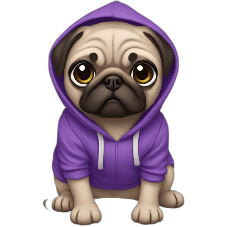 pug in purple hoodie emoji