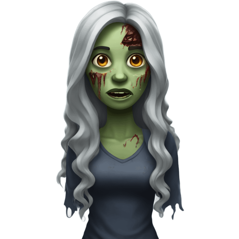 woman zombie with long dark waves hair emoji