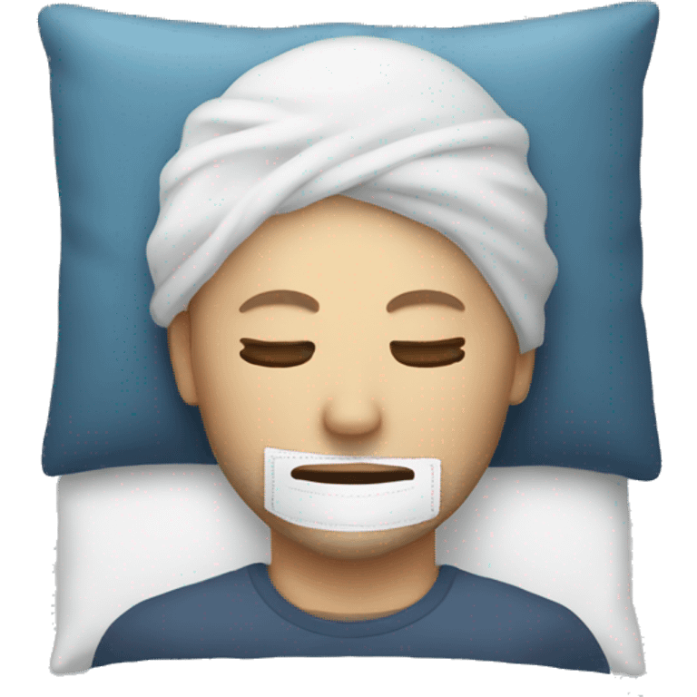 A man have mask and sleeping on bed emoji