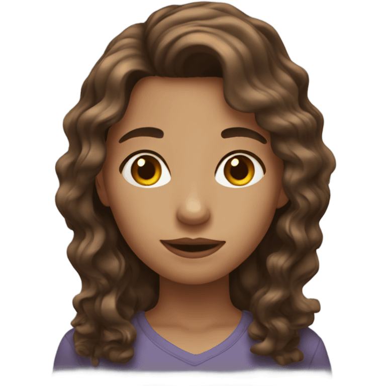 girl with brown wavy hair emoji