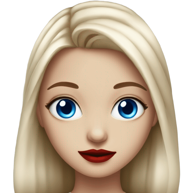 Realistic girl, blue eyes, red lipstick and fantastic  emoji