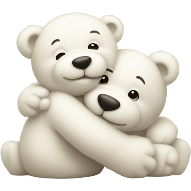 Happy White teddy bears hugging emoji