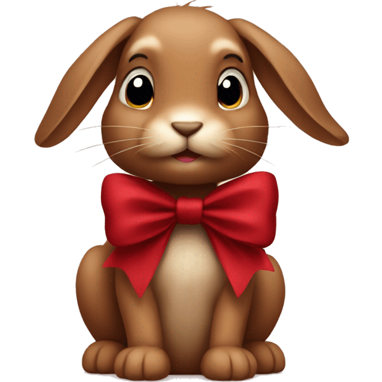 Brown bunny with dark red bow emoji