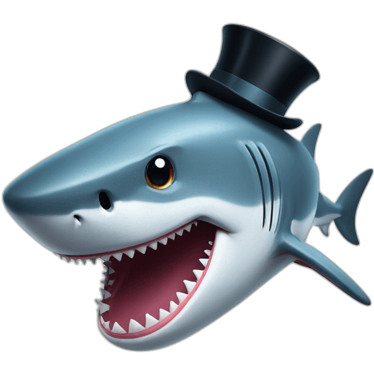 Shark with a top hat emoji