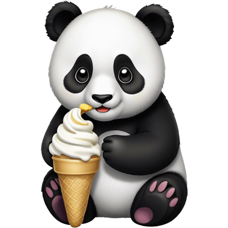 Panda eating ice cream emoji