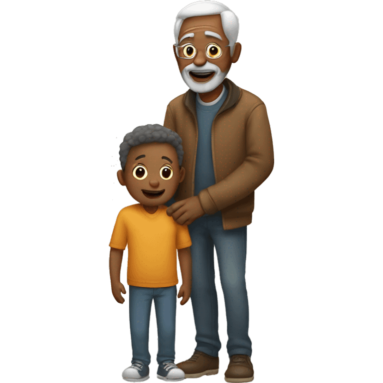 Grandfather huggings with a boy emoji