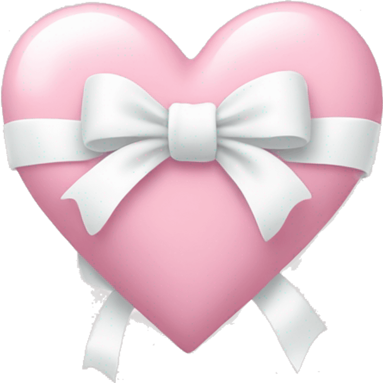 Pastel pink heart with white bow emoji