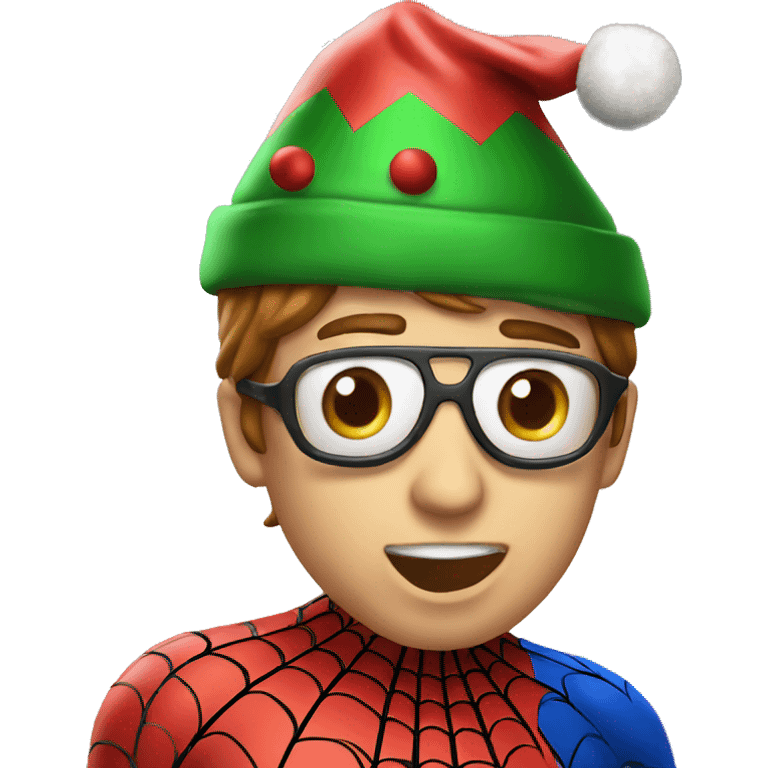 Spiderman SHOOTING WEB WITH CHRISTMAS HAT emoji