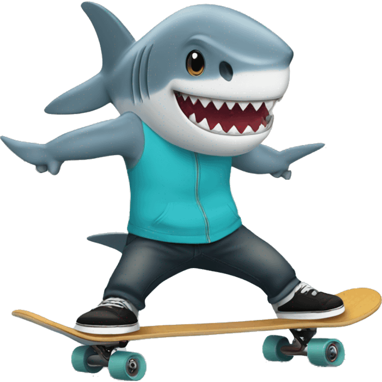 Shark on a skateboard  emoji