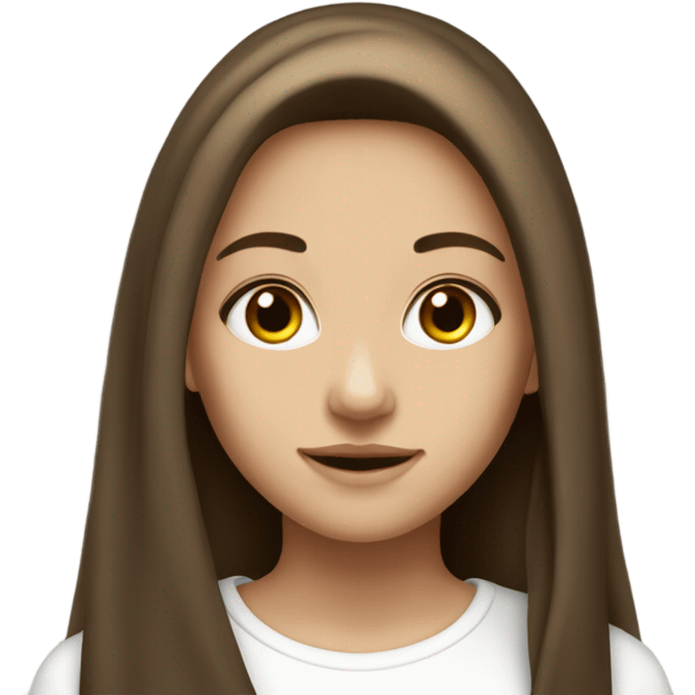 Create a beautiful girl with long hair brown eyes and white emoji