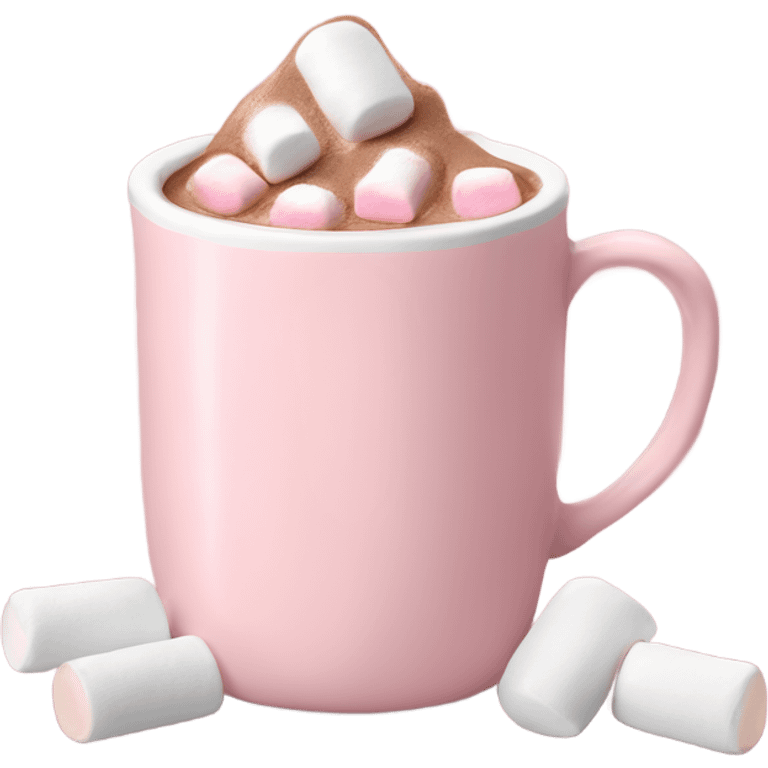 Light Pink mug of hot chocolate with marshmallows  emoji