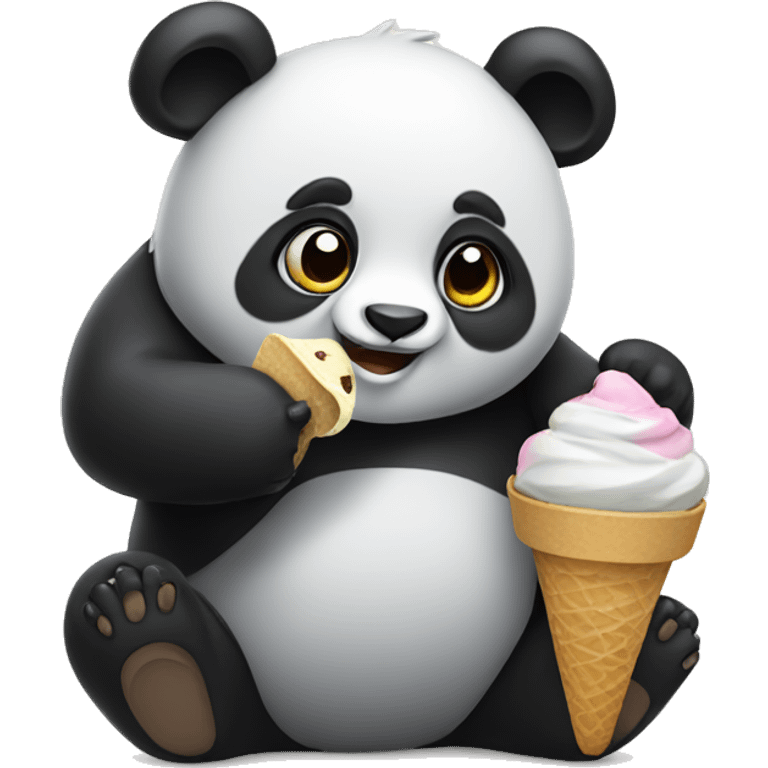 Panda eating ice cream emoji