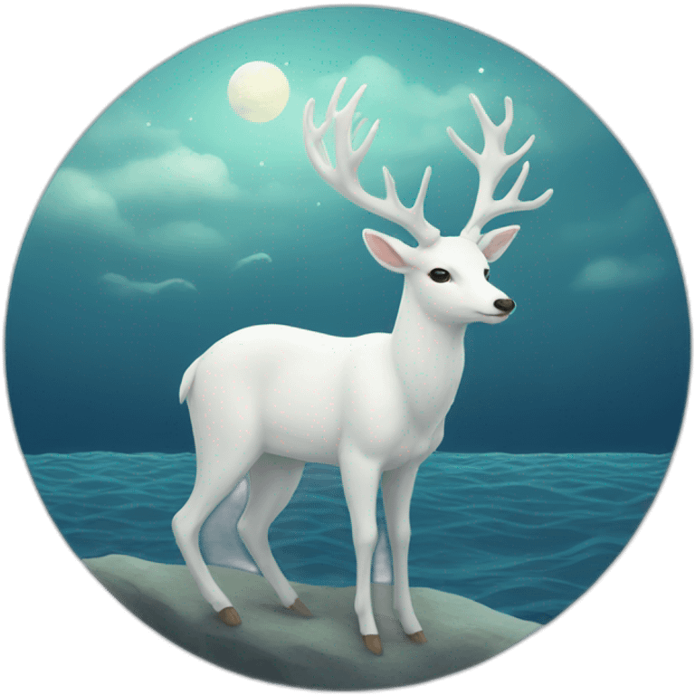 White deer dreaming on the sea emoji