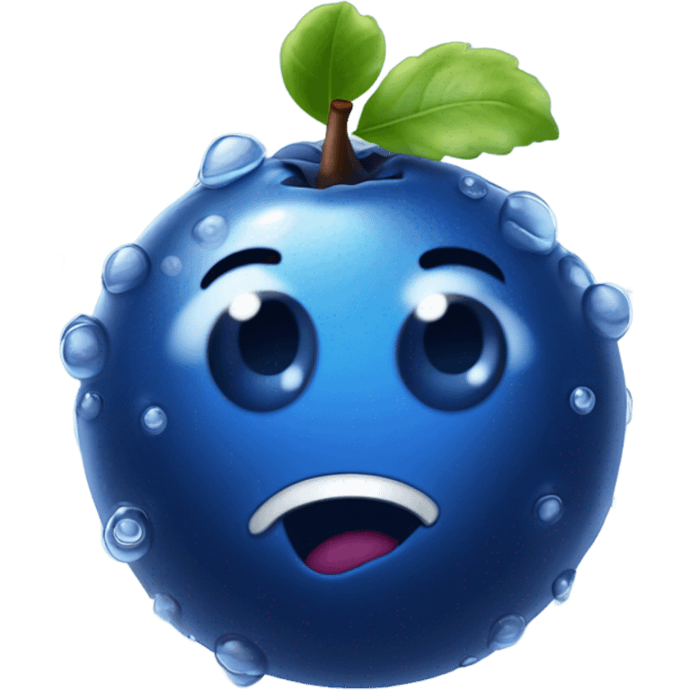 glossy blueberry, wet emoji