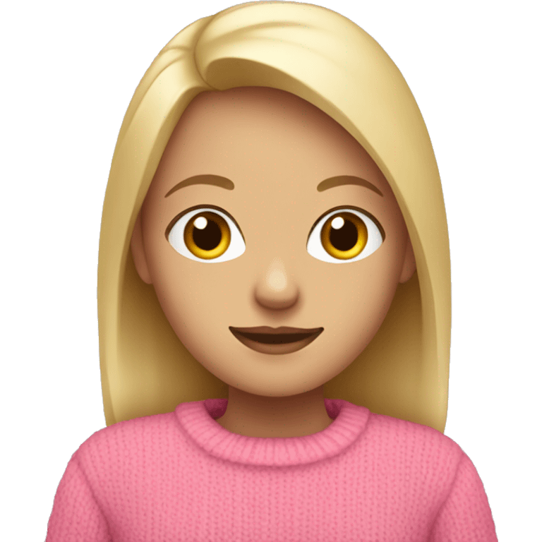 blonde girl with pink sweater emoji