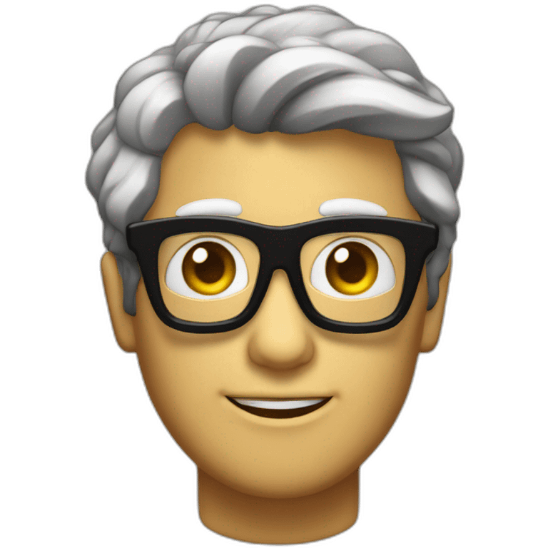 Calvo con perilla y gafas pasta grandes i negras emoji