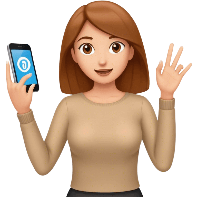 Animated Cartoon woman swiping up on an imaginary screen  emoji