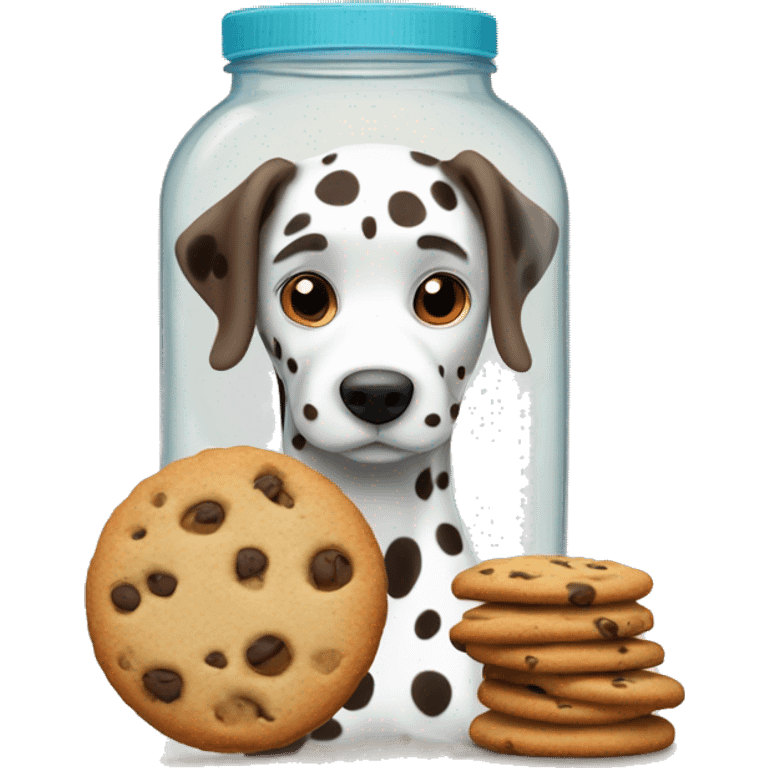 Brown Dalmatian next to a jar of cookies emoji