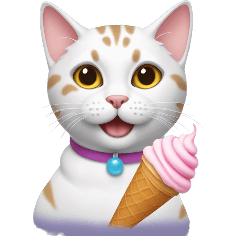 Cat with beautiful eyes and ice cream emoji