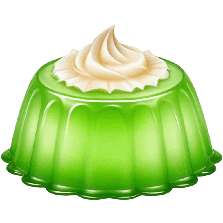 Cinematic Realistic Coconut Pandan Jelly Dessert Emoji, showcasing a delicate, translucent jelly infused with coconut and pandan rendered with lifelike detail and soft, tropical lighting. emoji