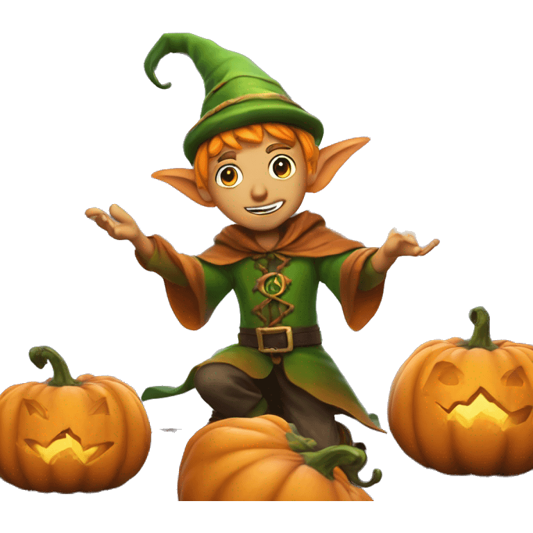 pumkin elf male casting a spell emoji