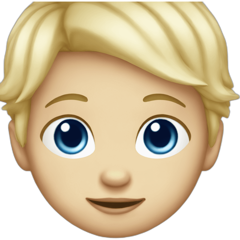 Blond Baby boy blue eyed with fox plush emoji