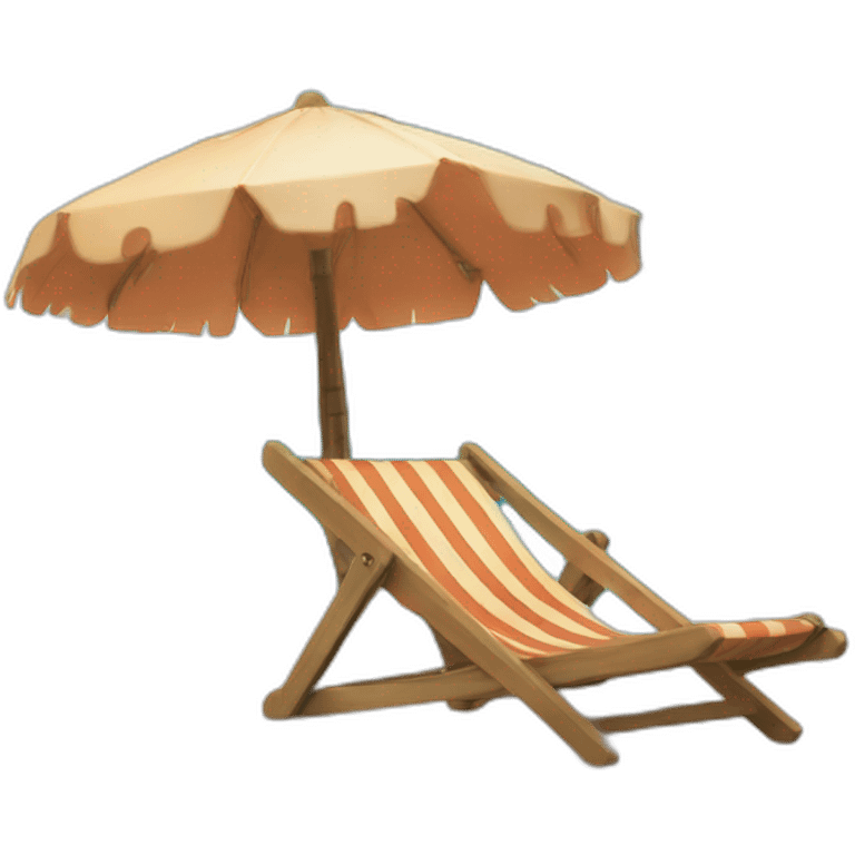 Setting of a beach with a deckchair and a palm tree emoji