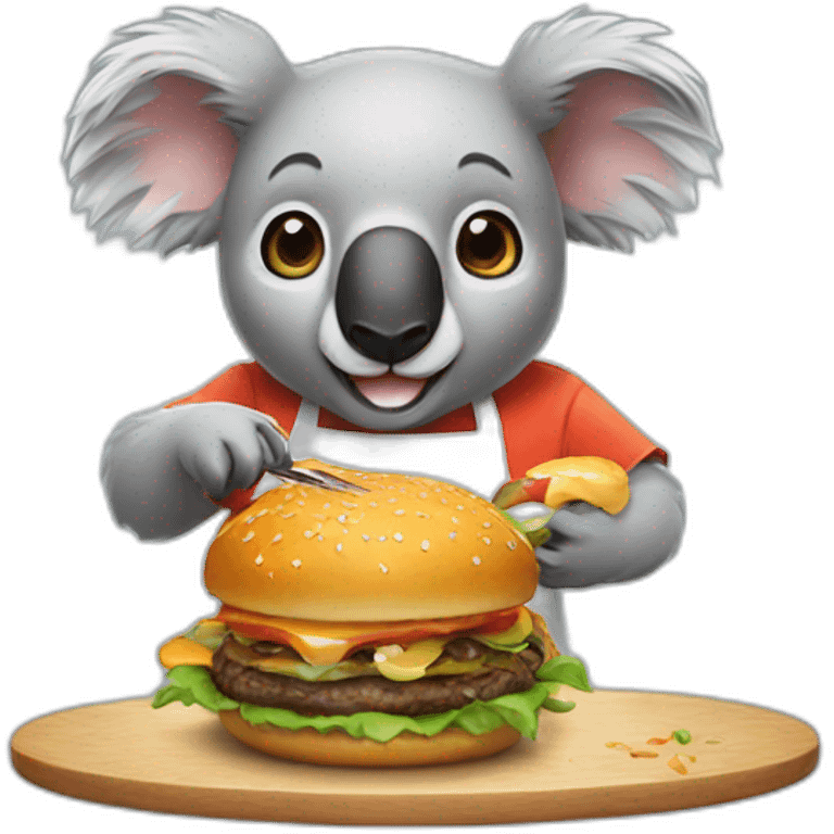 koala cooking burger emoji