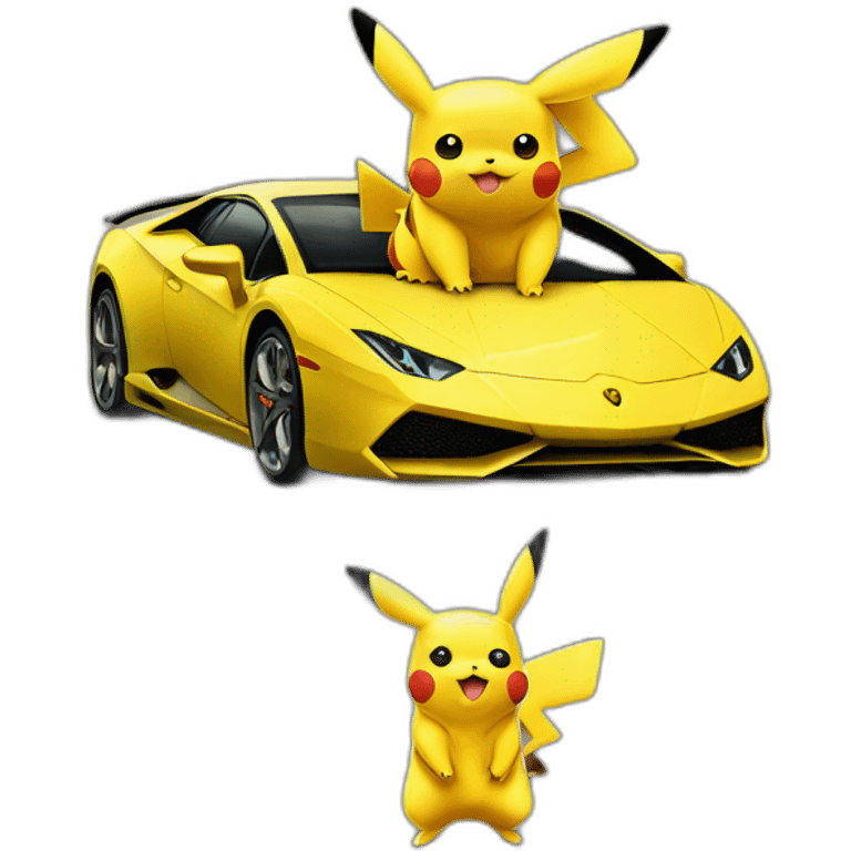 Pikachu avec une lamborghini emoji