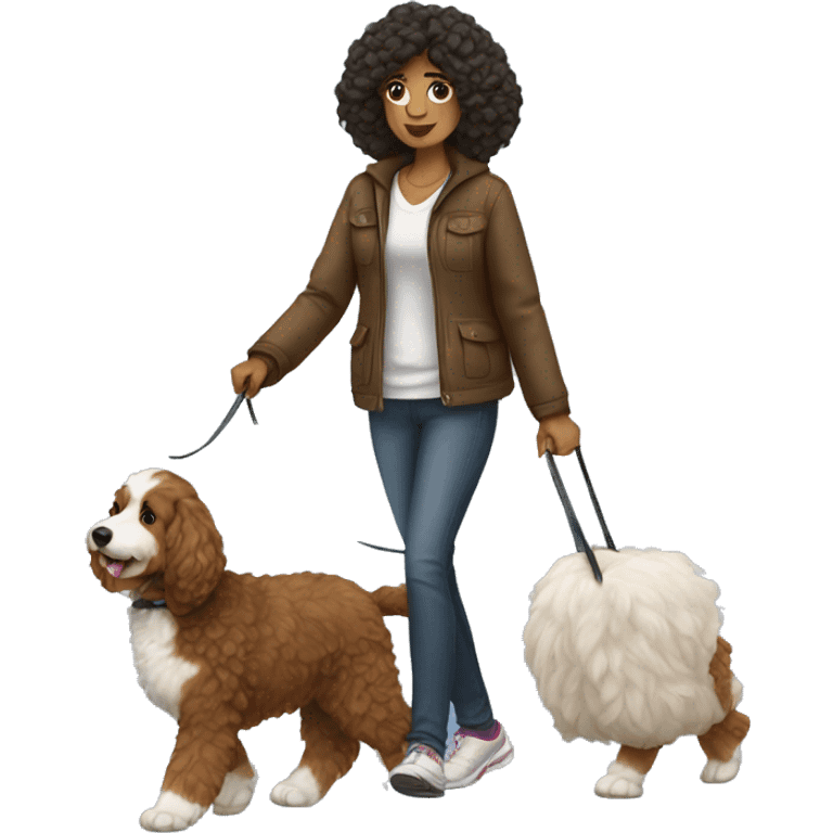 Woman walking bernedoodle emoji