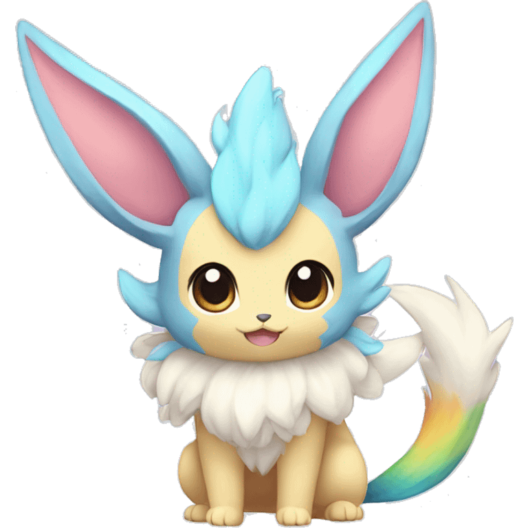 Colorful Pastel Kawaii Eeveelution-Cute-Pokémon-fusion full body emoji